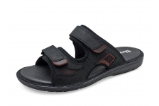 รองเท้าแตะ SKA-25 หนังนูบักออยล์ดำ-นูบักออยล์ตาล-ตาข่ายตาล